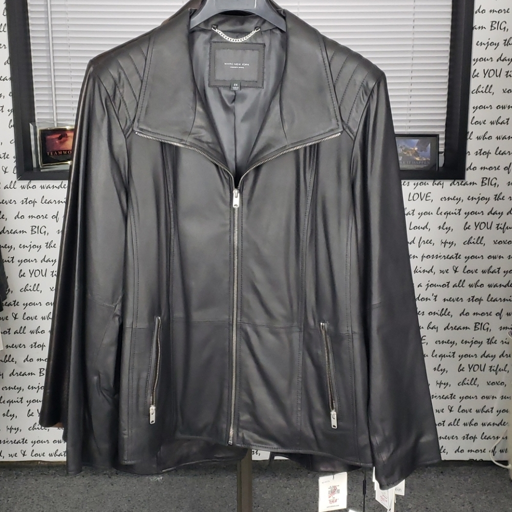 💥NEW💥 Womans 2X Black Soft Genuine Leather Light Weight Jacket